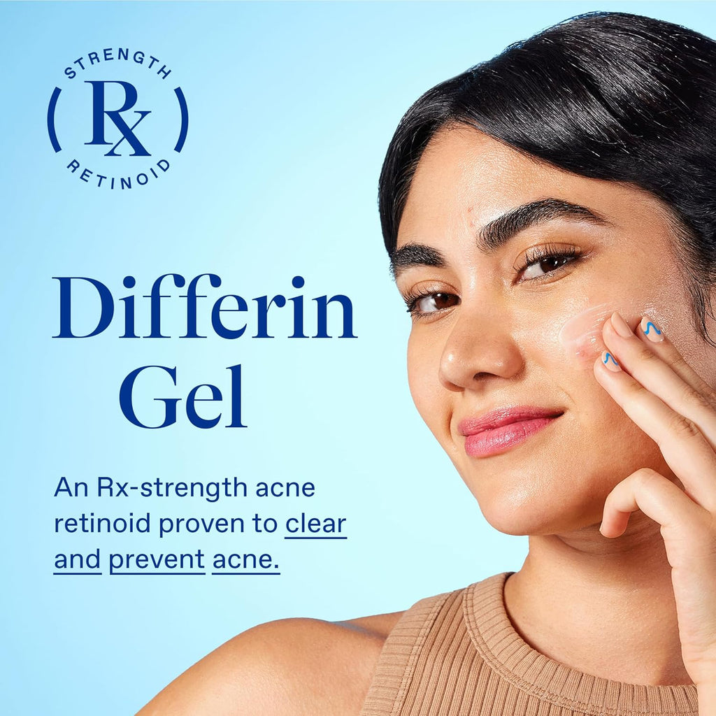 Differin Acne Treatment Gel, 90 Day Supply, Retinoid Treatment for Face with 0.1% Adapalene, Gentle Skin Care for Acne Prone Sensitive Skin, 45g Pump (Packaging May Vary)